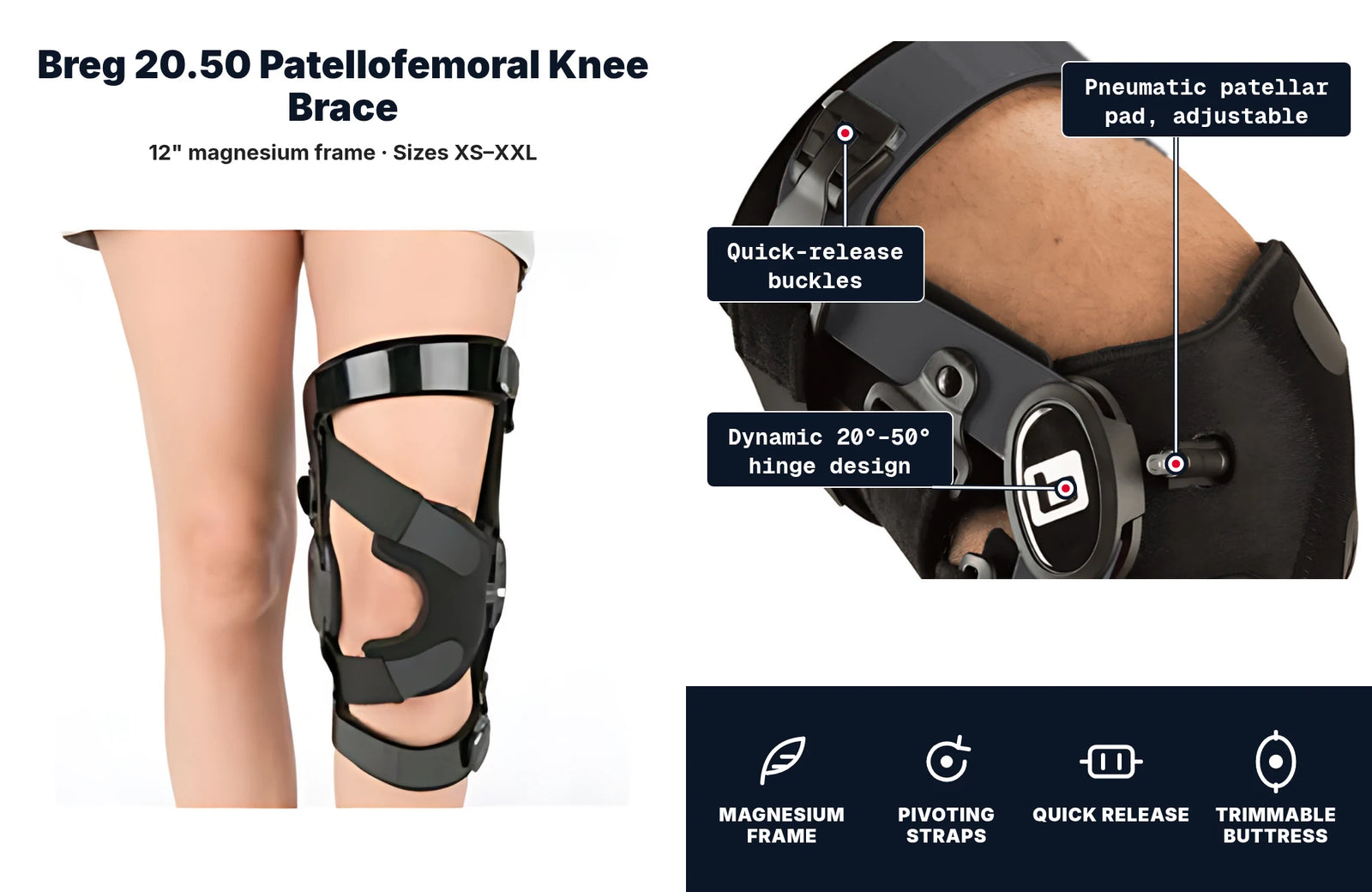 Breg 20.50 patellofemoral knee brace being adjusted