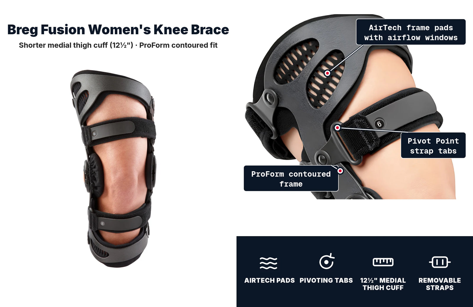 Breg Fusion Women's knee brace, side view