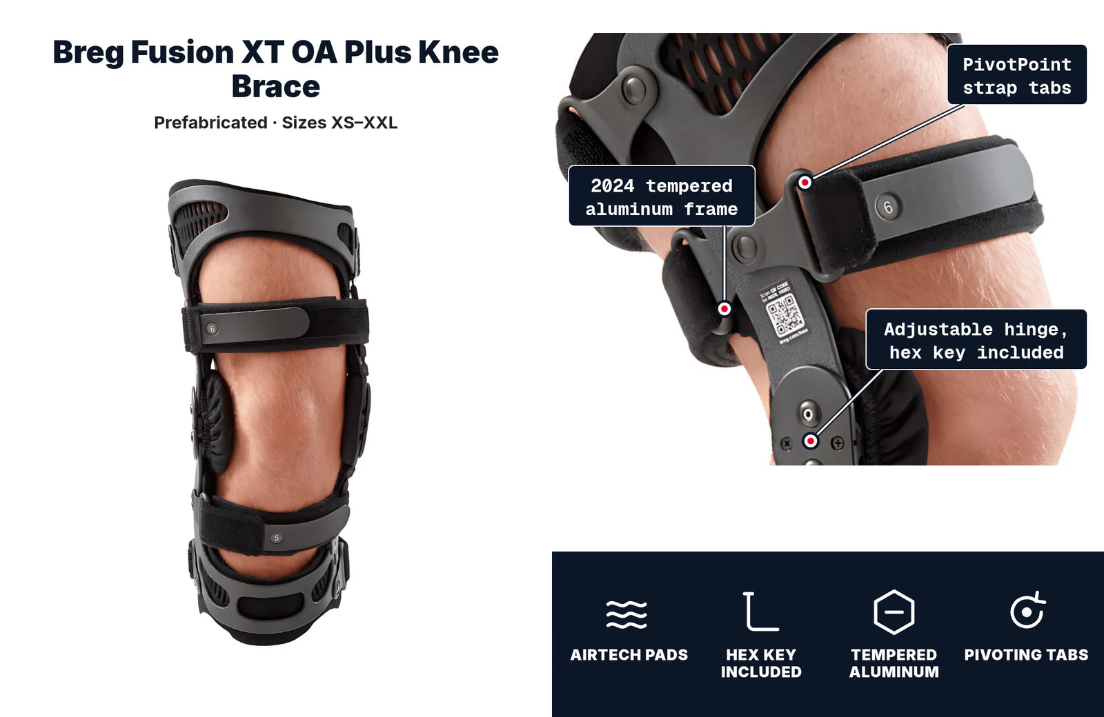 Breg Fusion XT OA Plus knee brace, side view