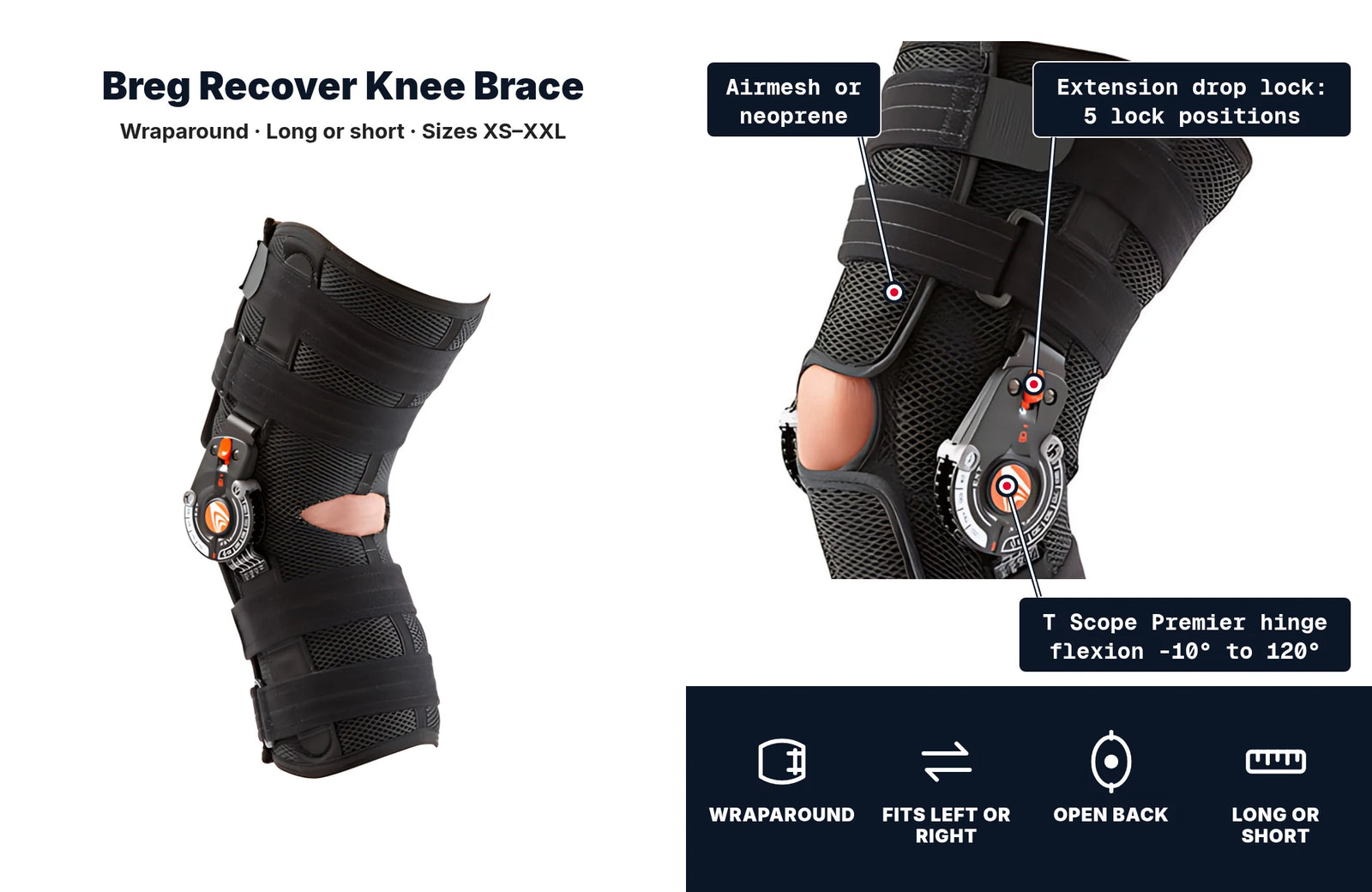 Breg Recover knee brace, side view