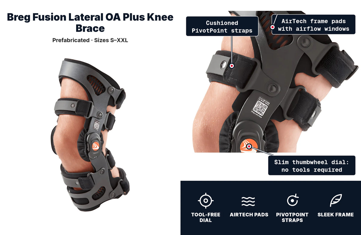 Breg Fusion Lateral OA Plus knee brace features callout