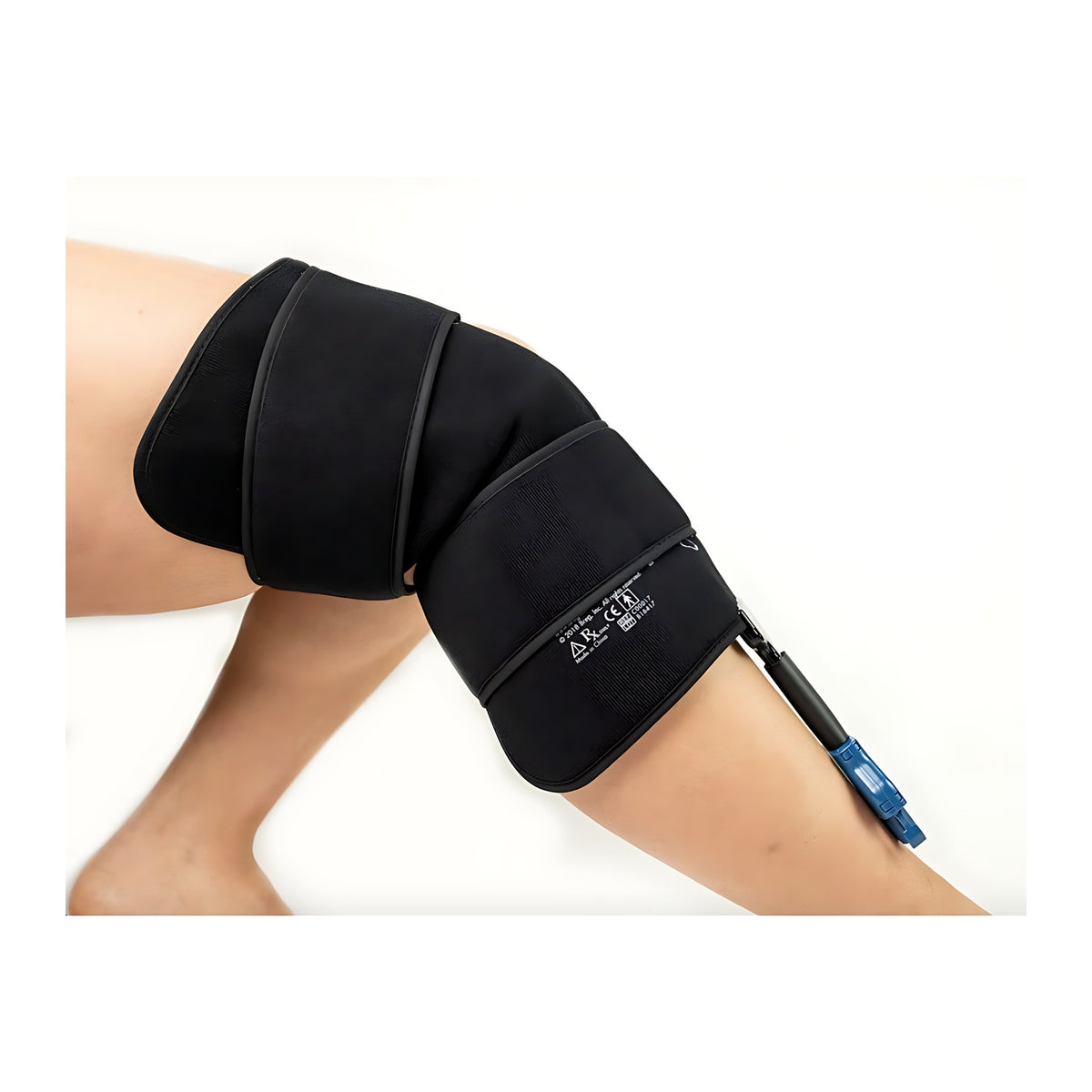 Breg Polar Care Wave knee pad on a bent knee, side view