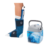 Breg Polar Care Kodiak cooler with ankle pad worn on the foot